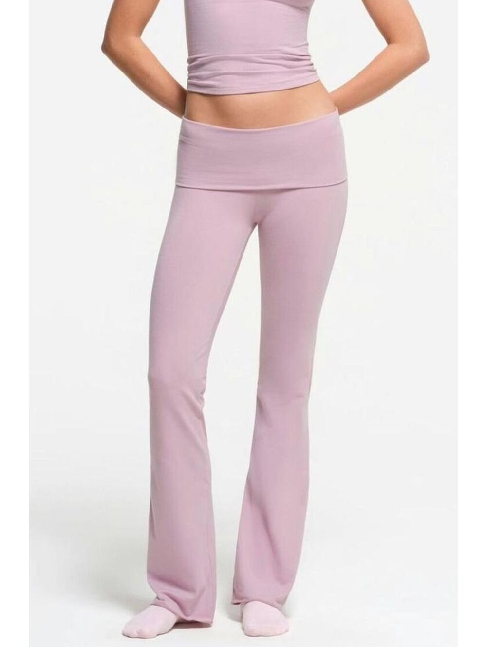 (XL, W16-18, INSEAM 34) NWT SKIMS COTTON JERSEY FOLDOVER PANT DUSK